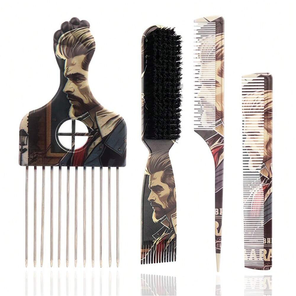 Shaving Brush Set - 4종 레트로 헤어 스타일링 세트 수염