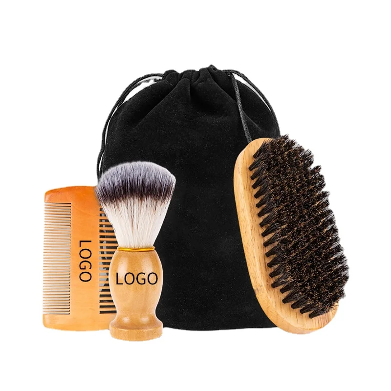 Shaving Brush Set - 3 개/대 멧돼지 강모 수염 손질