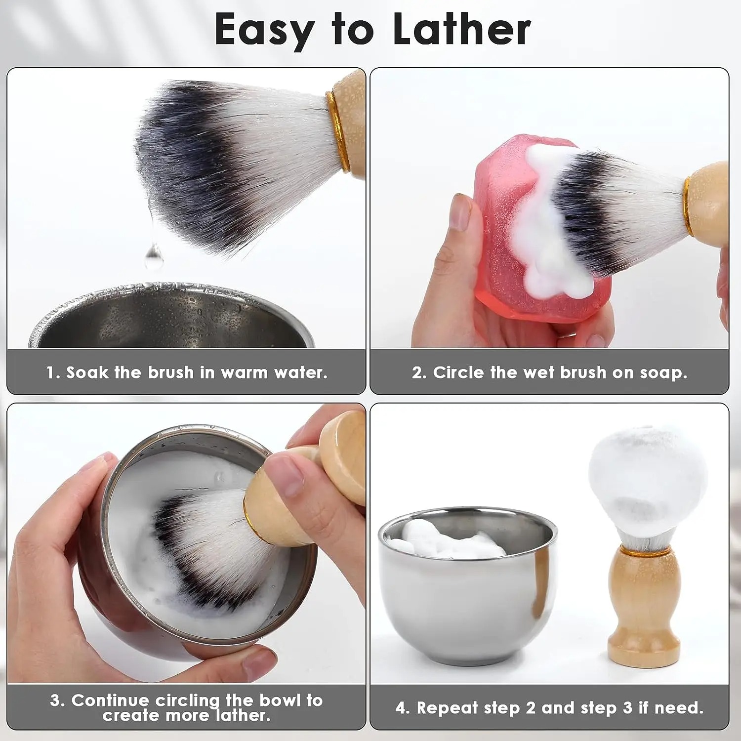 스테인레스 스틸 남성용 면도 건식 또는 습식 컵 면도  - Shaving Brush Set 리뷰 및 가격